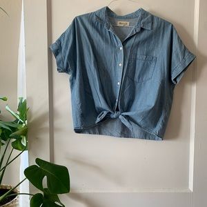 Madewell Denim Tie Front Button Down